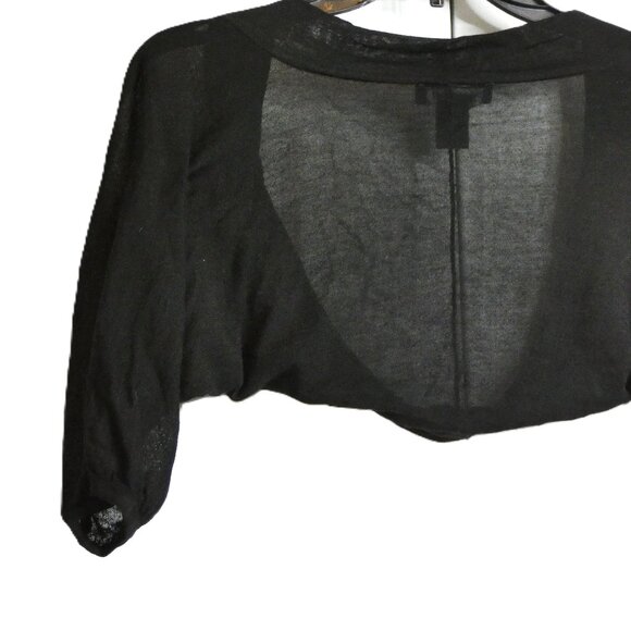 WHBM Black Shrug Size XS Short Sweater 3/4 Sleeve Wear with Strapless Dress - Picture 6 of 6